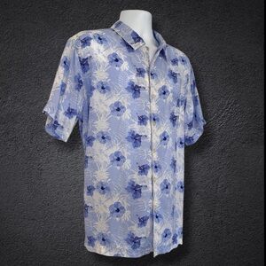 Daniel Cremieux Light Blue & White Floral Short-Sleeve Button-Down Shirt